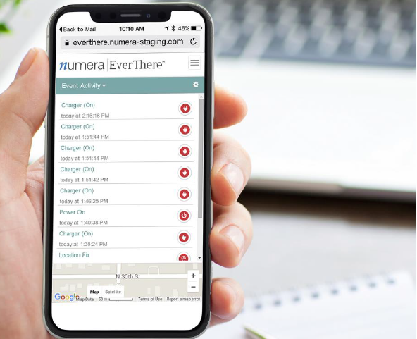 Exemple de l'application de suivi EverThere pour le dispositif GisiguLink.